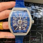 FMS Factory Franck Muller Vanguard Yachting Diamond Stainless Steel Case Blue Face 8215 Automatic Watch